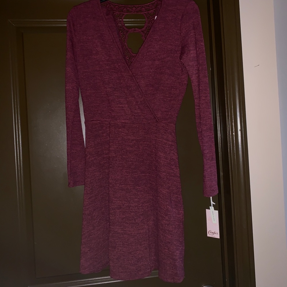 Maroon Lace-Back Wrap Dress